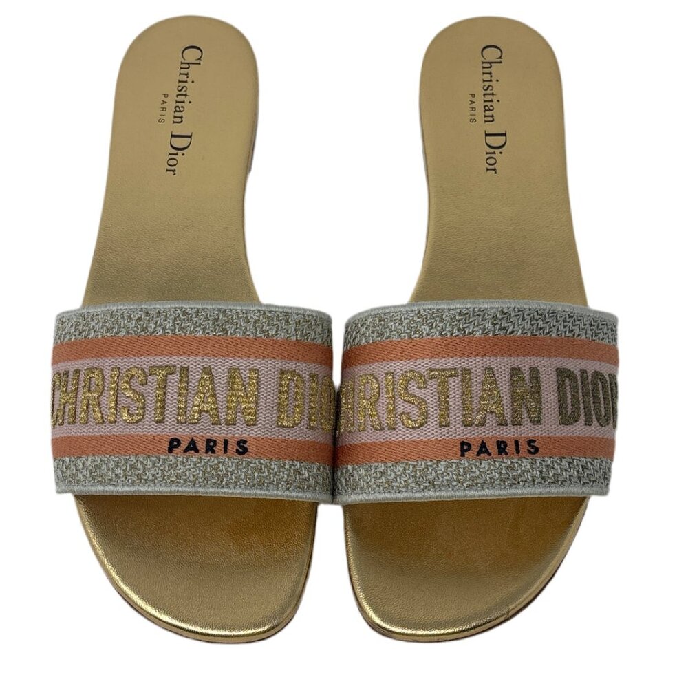 Christian Dior Multi/Color Flat Dway Slides Sz-40 - image 2